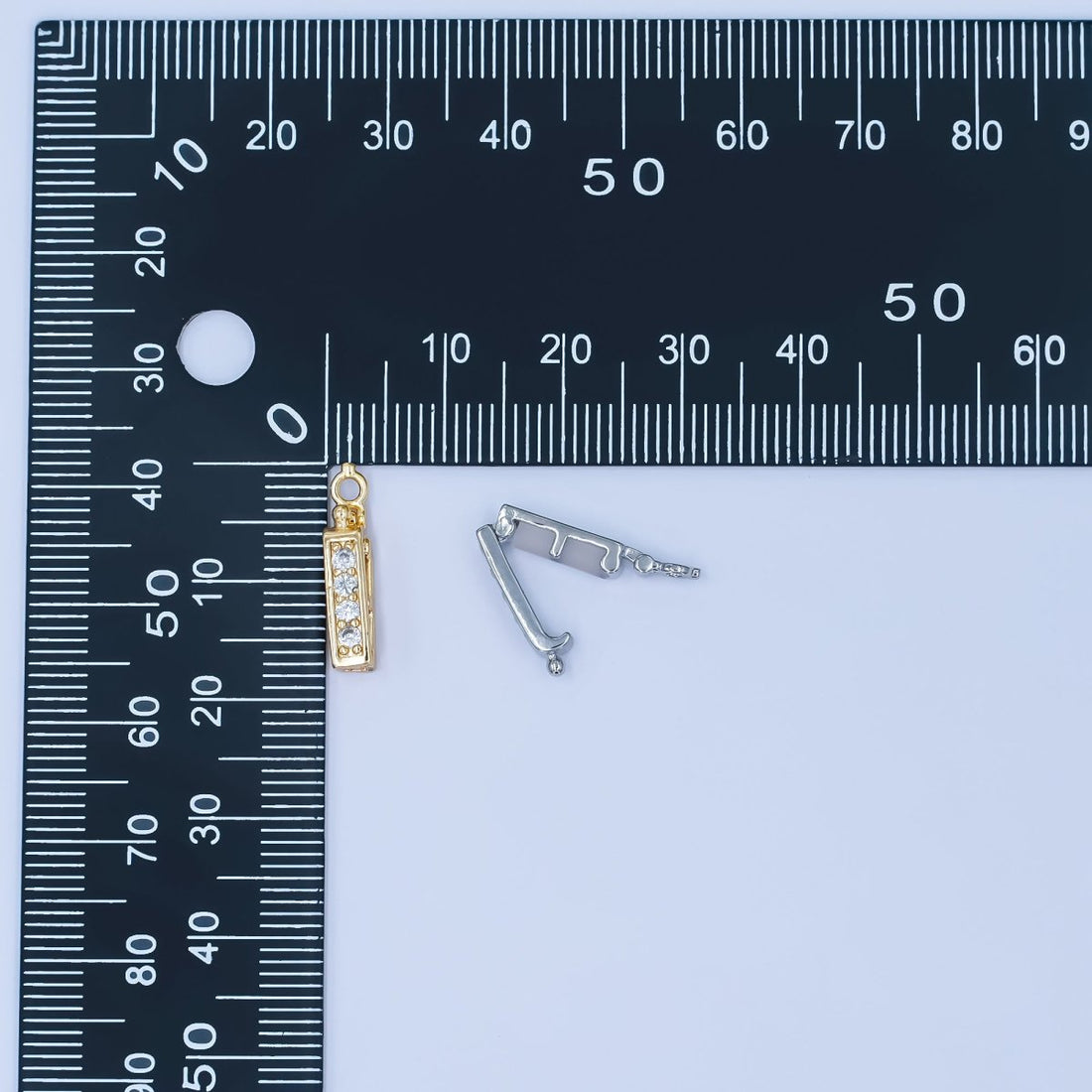 24K Gold Filled Micro Paved CZ Snap Rectangular Bail Finding in Gold &amp; Silver | Z1085