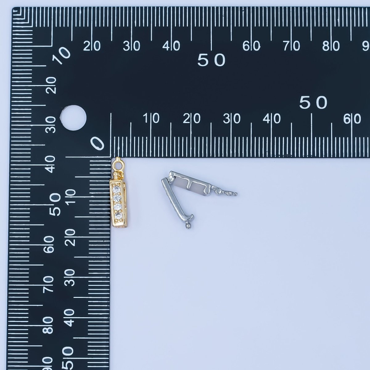 24K Gold Filled Micro Paved CZ Snap Rectangular Bail Finding in Gold &amp; Silver | Z1085