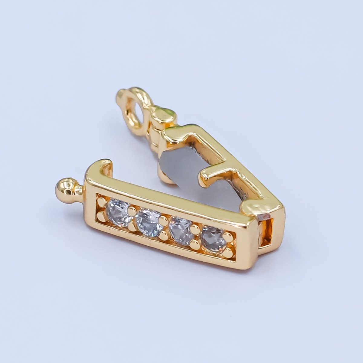 24K Gold Filled Micro Paved CZ Snap Rectangular Bail Finding in Gold &amp; Silver | Z1085