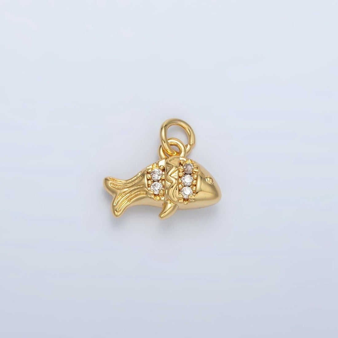 24K Gold Filled Micro Paved Tiny Fish Charm | AC-156