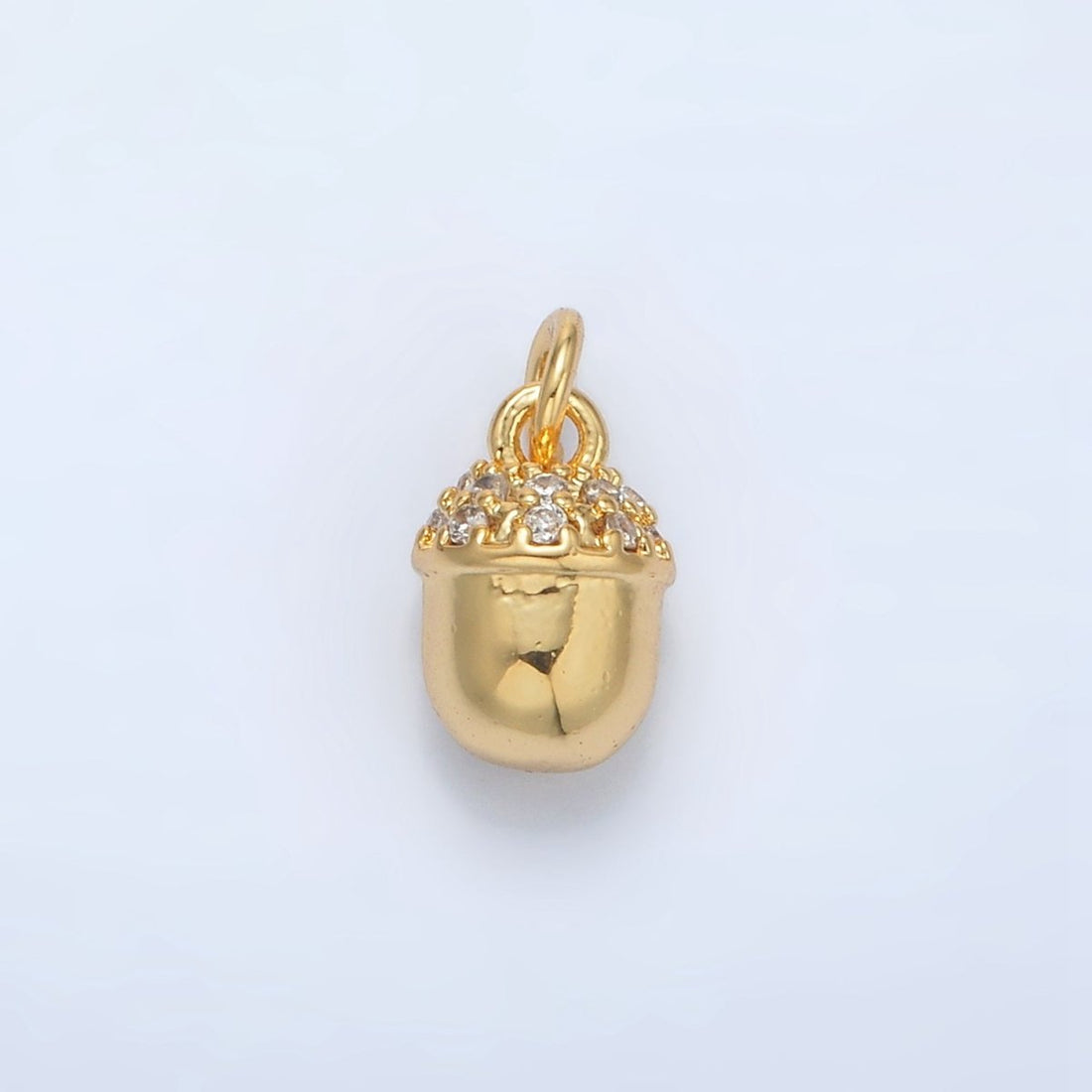 24K Gold Filled Micro Paved CZ Acorn Oaknut Mini Charm | AC-158