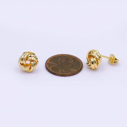 24K Gold Filled Mini 10mm Geometric Knot Stud Earrings | AI451