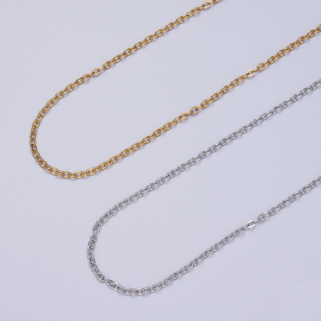 24K Gold Filled Mini 2mm Cable Unfinished Chain in Gold &amp; Silver | Roll-00953 Roll-00954