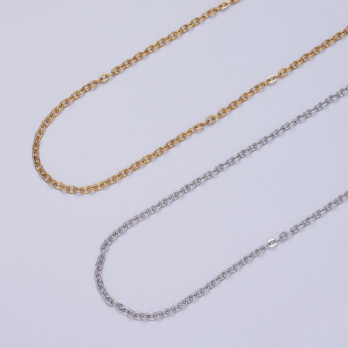 24K Gold Filled Mini 2mm Cable Unfinished Chain in Gold &amp; Silver | Roll-00953 Roll-00954