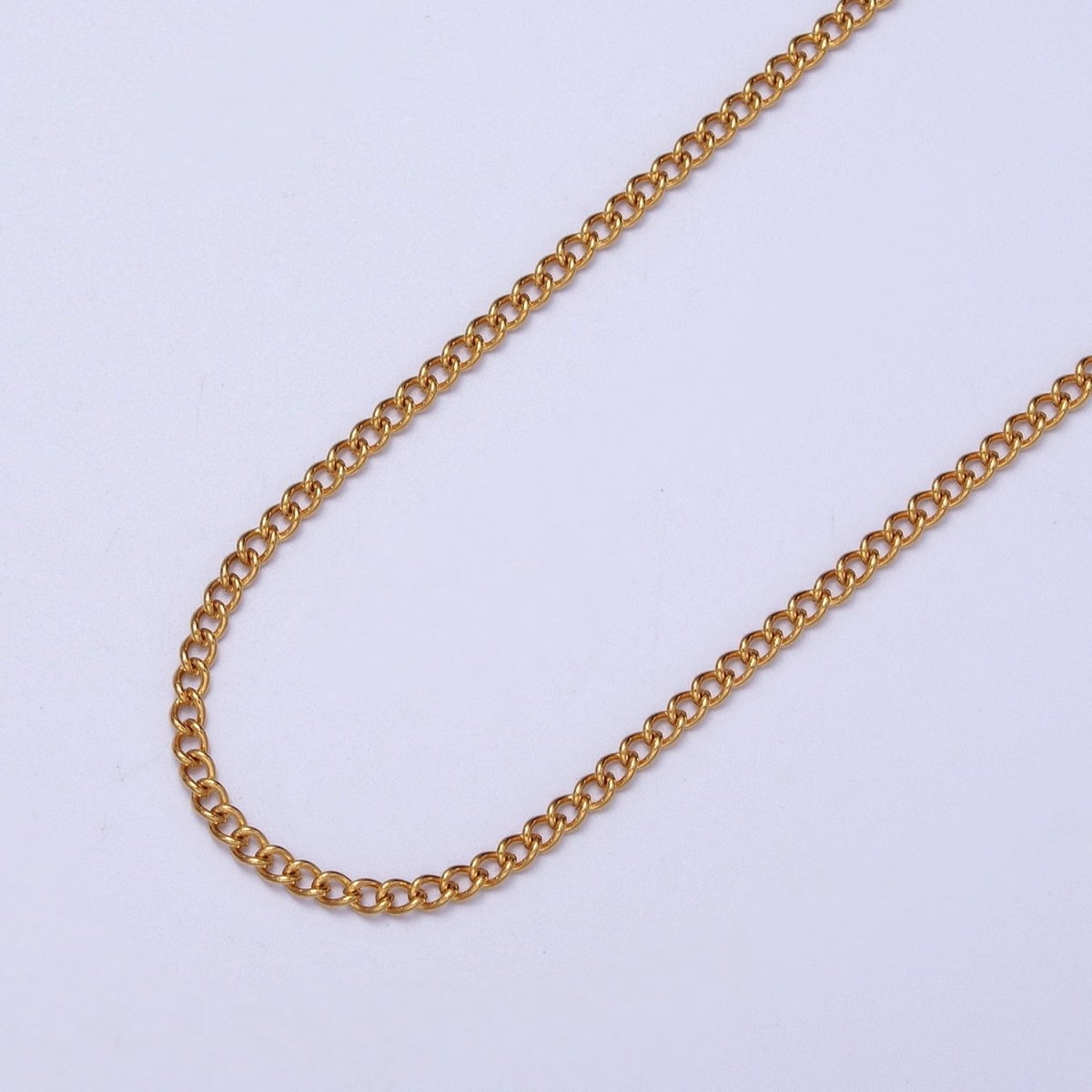 24K Gold Filled Mini 2mm Curb Unfinished Chain in Gold &amp; Silver | ROLL-943 ROLL-944 Clearance Pricing