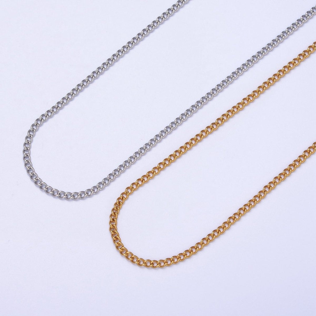 24K Gold Filled Mini 2mm Curb Unfinished Chain in Gold &amp; Silver | ROLL-943 ROLL-944 Clearance Pricing