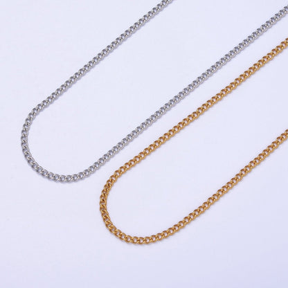 24K Gold Filled Mini 2mm Curb Unfinished Chain in Gold &amp; Silver | ROLL-943 ROLL-944 Clearance Pricing