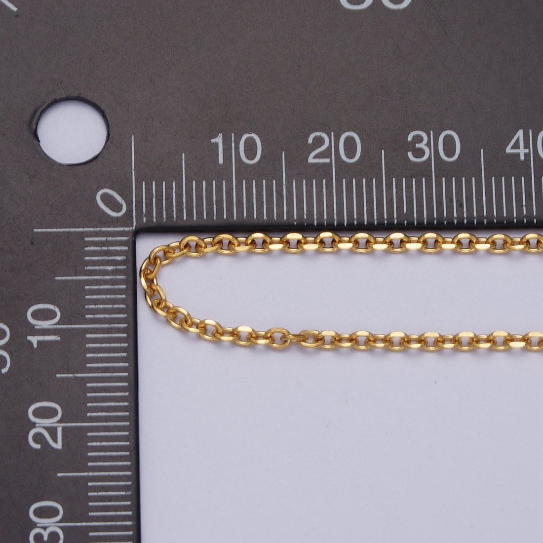 24K Gold Filled Mini 2mm Flat Cable Link Unfinished Chain | ROLL-948 Clearance Pricing