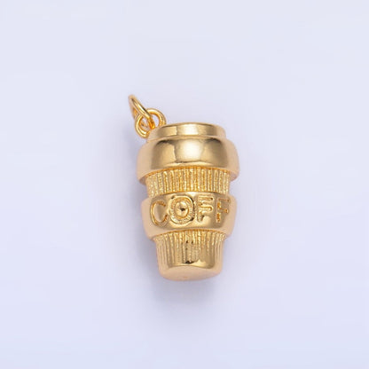 24K Gold Filled Mini 3D Multidimensional Coffee Tumbler Drink Charm in Gold &amp; Silver | W670