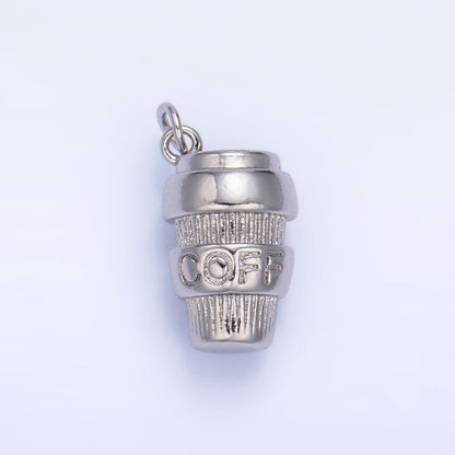24K Gold Filled Mini 3D Multidimensional Coffee Tumbler Drink Charm in Gold &amp; Silver | W670