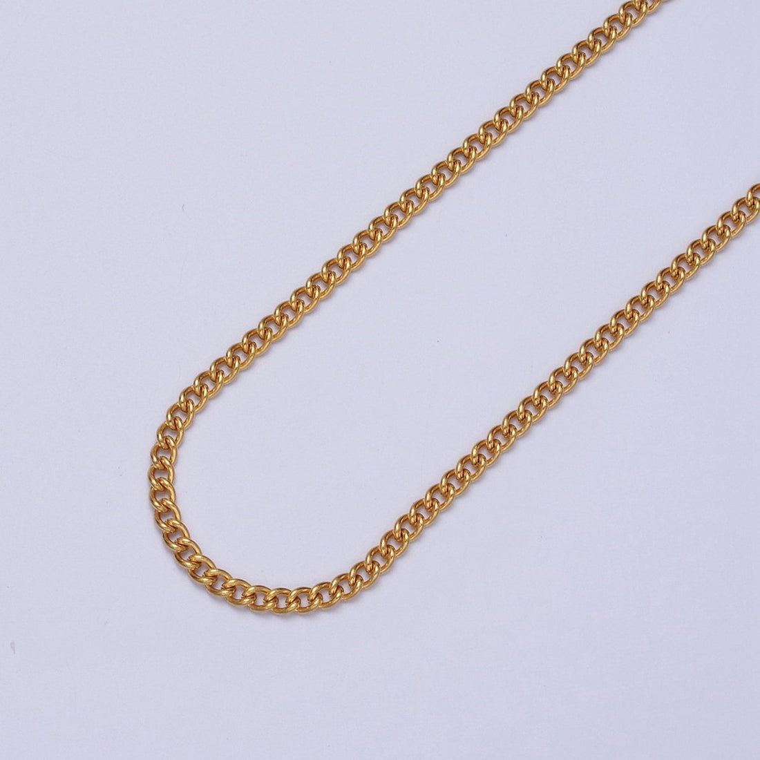 24K Gold Filled Mini 3mm Curb Unfinished Chain in Gold &amp; Silver | ROLL-941 ROLL-942 Clearance Pricing