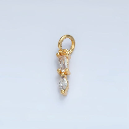 24K Gold Filled Mini Baguette Marquise CZ Linear Drop Charm | X279