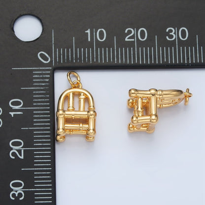 24K Gold Filled Mini Bamboo Sitting Chair Furniture Multidimensional Charm | AG903