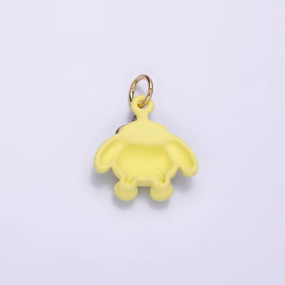 24K Gold Filled Mini Bear Dog Yellow Enamel Animal Charm | D030