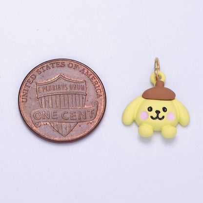 24K Gold Filled Mini Bear Dog Yellow Enamel Animal Charm | D030