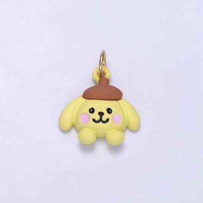 24K Gold Filled Mini Bear Dog Yellow Enamel Animal Charm | D030