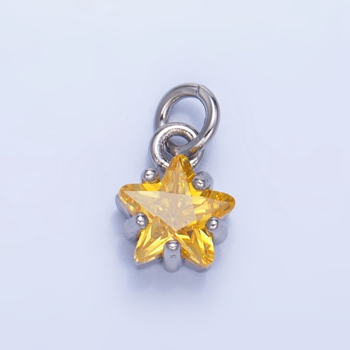 24K Gold Filled 8.5mm Celestial Star CZ Birthstone Mini Charm in Gold &amp; Silver | W028 - W039