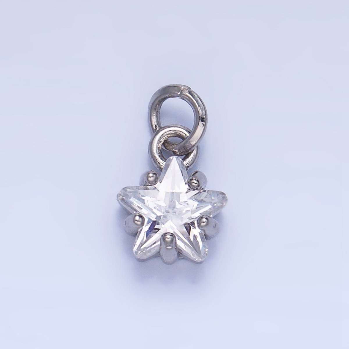 24K Gold Filled 8.5mm Celestial Star CZ Birthstone Mini Charm in Gold &amp; Silver | W028 - W039