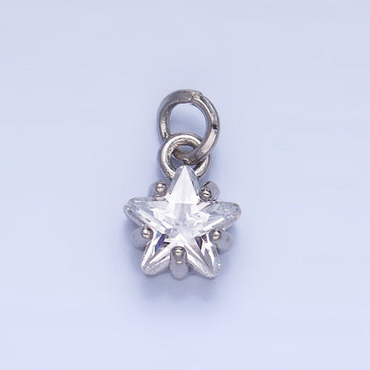 24K Gold Filled 8.5mm Celestial Star CZ Birthstone Mini Charm in Gold &amp; Silver | W028 - W039