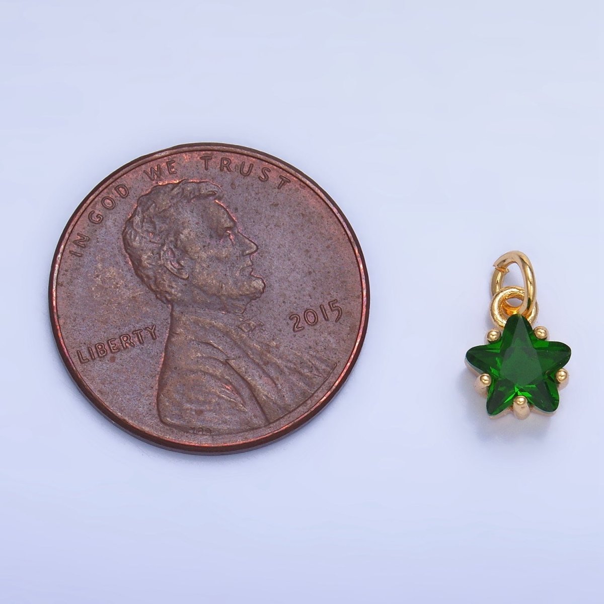 24K Gold Filled 8.5mm Celestial Star CZ Birthstone Mini Charm in Gold &amp; Silver | W028 - W039
