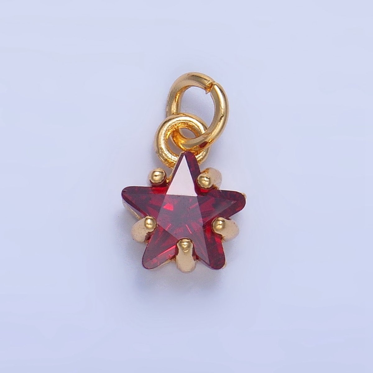 24K Gold Filled 8.5mm Celestial Star CZ Birthstone Mini Charm in Gold &amp; Silver | W028 - W039