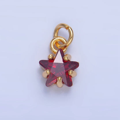 24K Gold Filled 8.5mm Celestial Star CZ Birthstone Mini Charm in Gold &amp; Silver | W028 - W039