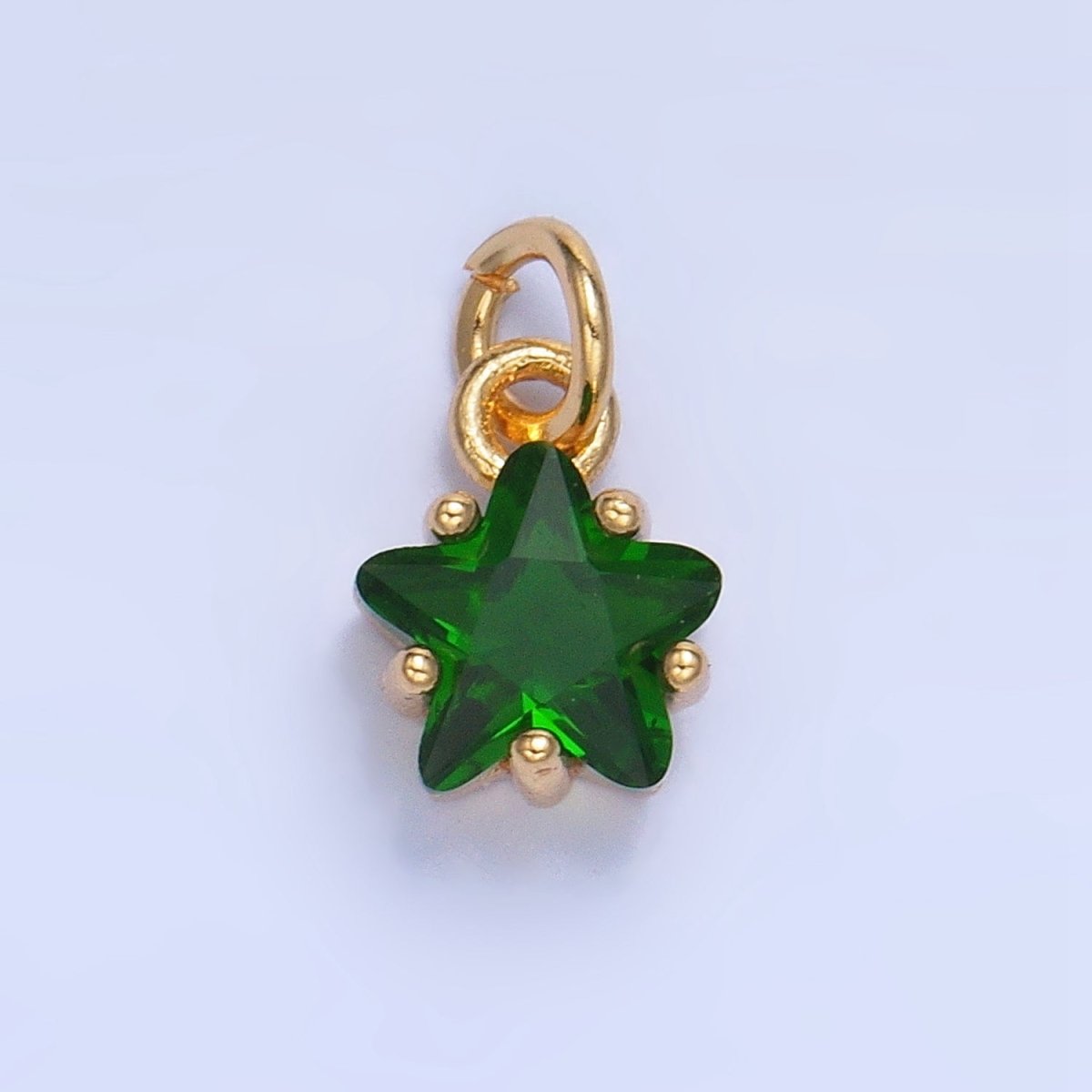 24K Gold Filled 8.5mm Celestial Star CZ Birthstone Mini Charm in Gold &amp; Silver | W028 - W039