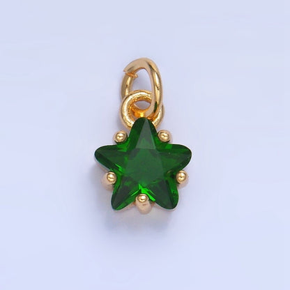 24K Gold Filled 8.5mm Celestial Star CZ Birthstone Mini Charm in Gold &amp; Silver | W028 - W039