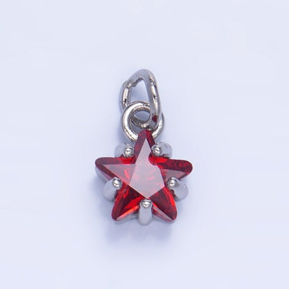 24K Gold Filled 8.5mm Celestial Star CZ Birthstone Mini Charm in Gold &amp; Silver | W028 - W039
