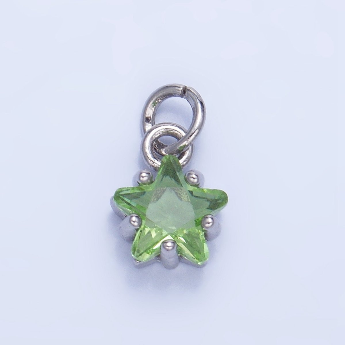 24K Gold Filled 8.5mm Celestial Star CZ Birthstone Mini Charm in Gold &amp; Silver | W028 - W039