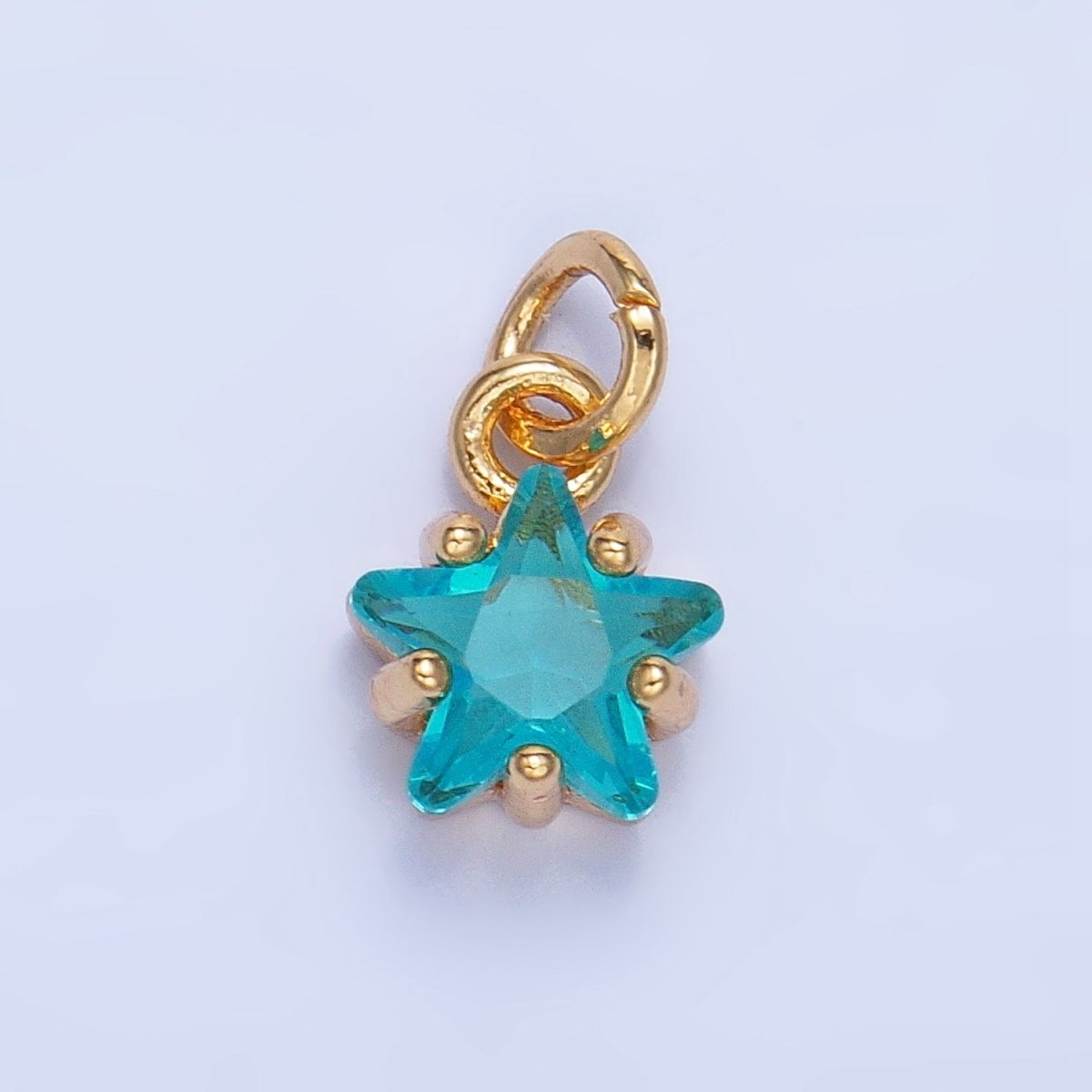 24K Gold Filled 8.5mm Celestial Star CZ Birthstone Mini Charm in Gold &amp; Silver | W028 - W039