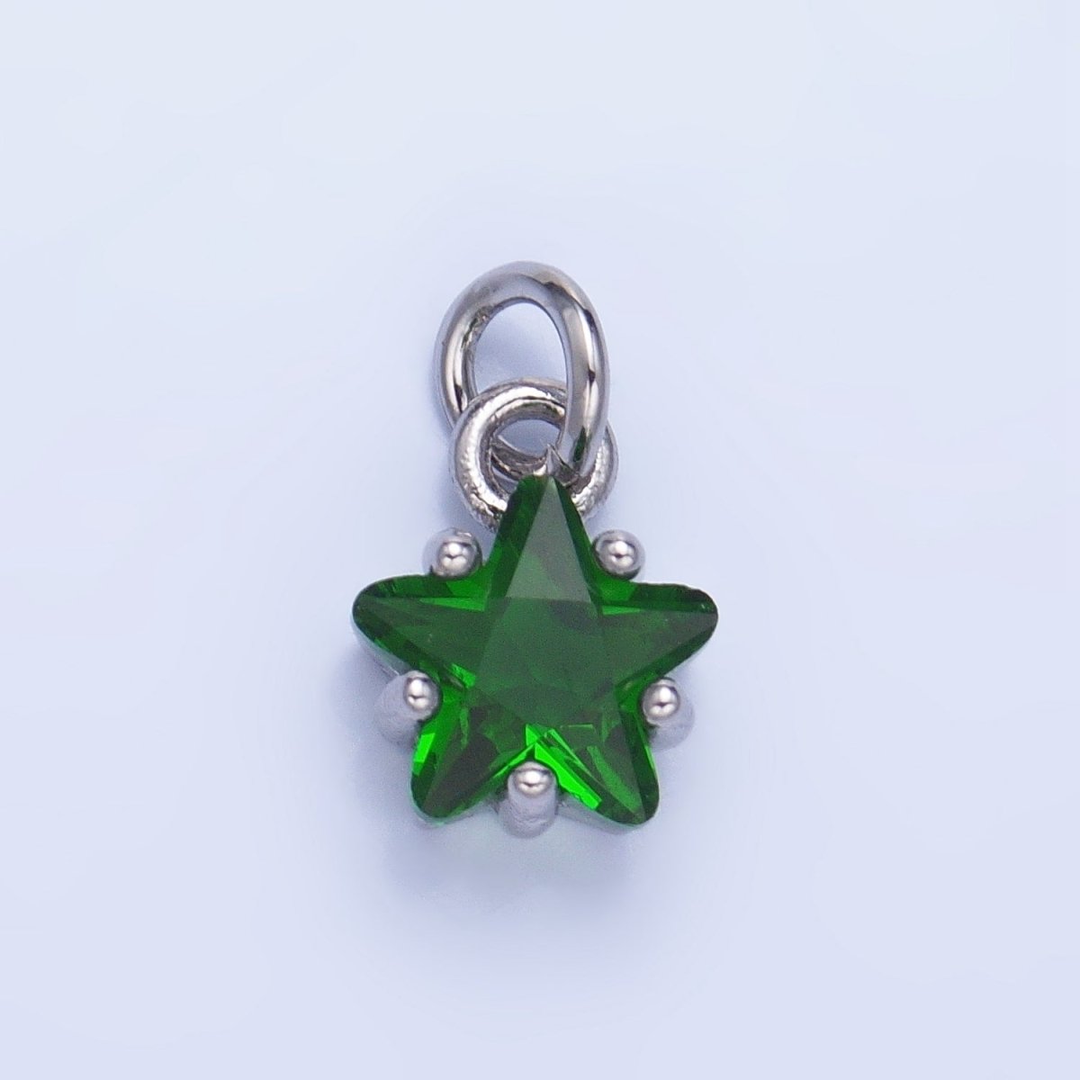 24K Gold Filled 8.5mm Celestial Star CZ Birthstone Mini Charm in Gold &amp; Silver | W028 - W039