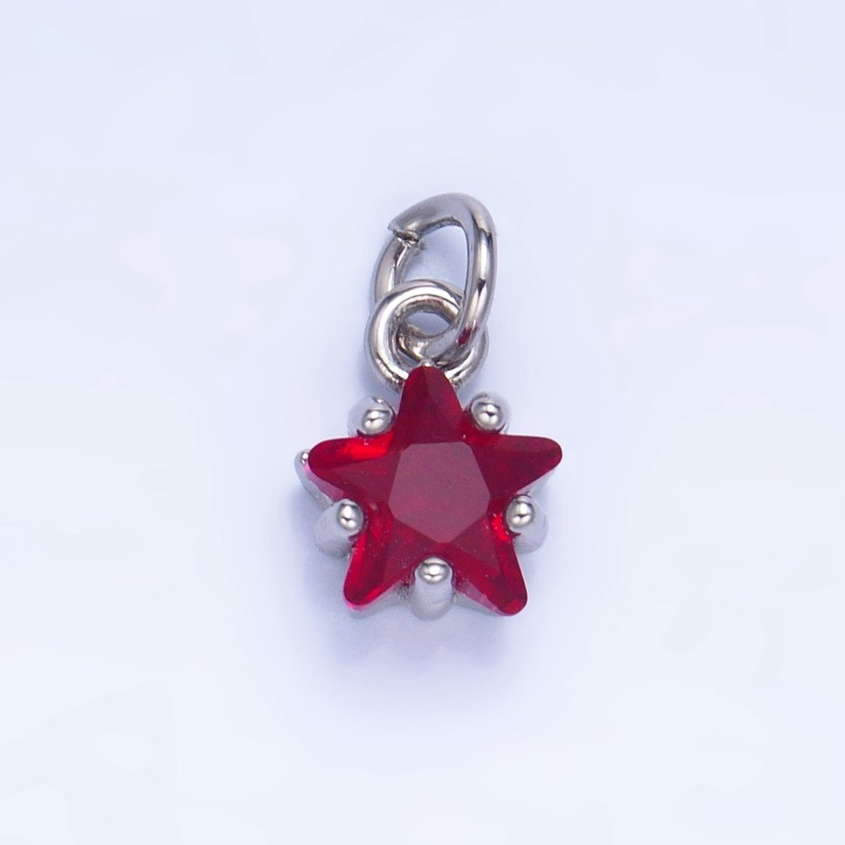 24K Gold Filled 8.5mm Celestial Star CZ Birthstone Mini Charm in Gold &amp; Silver | W028 - W039