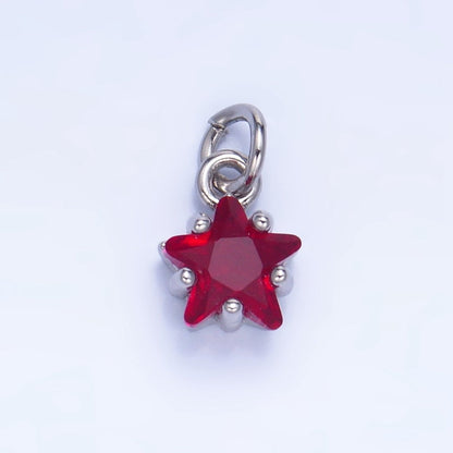 24K Gold Filled 8.5mm Celestial Star CZ Birthstone Mini Charm in Gold &amp; Silver | W028 - W039