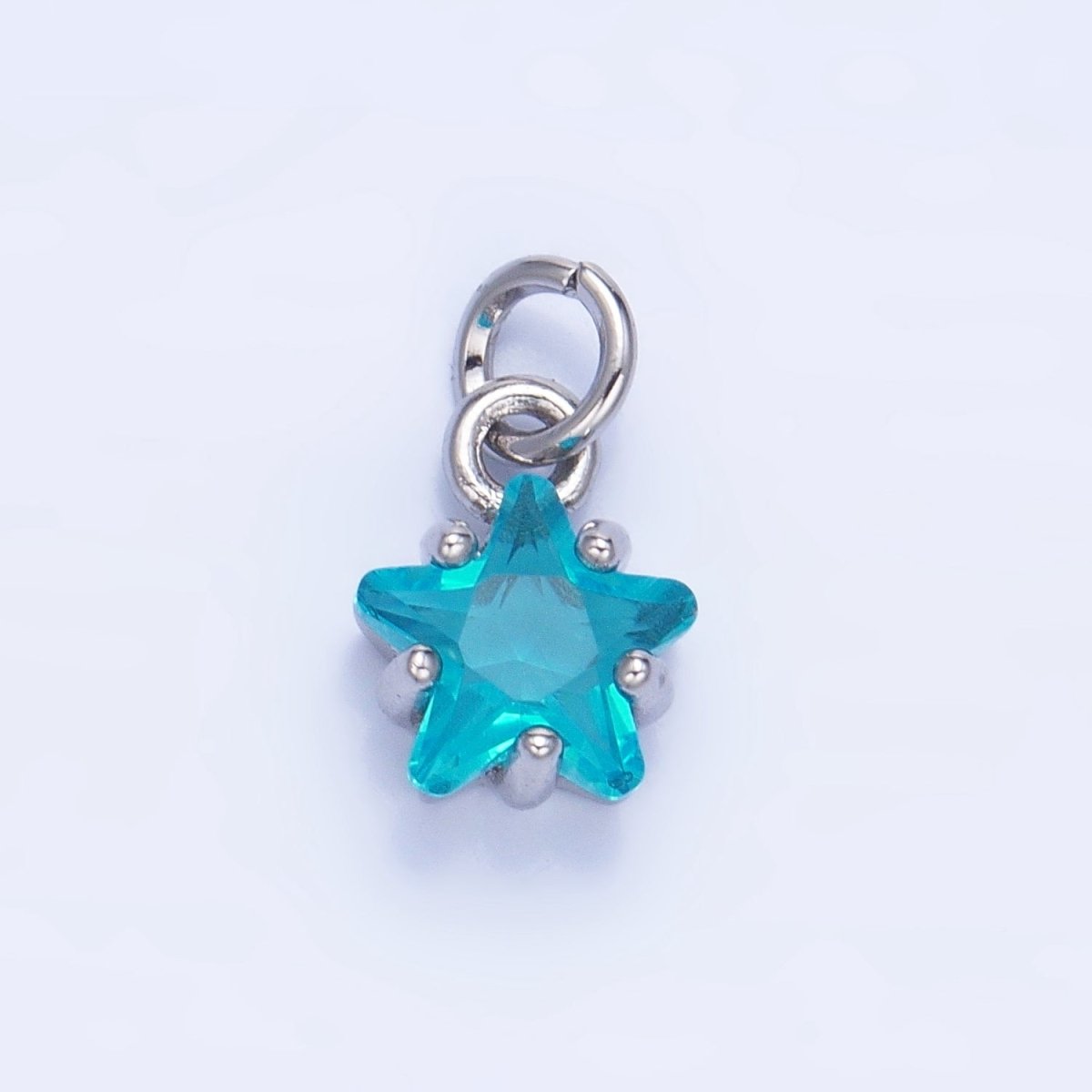24K Gold Filled 8.5mm Celestial Star CZ Birthstone Mini Charm in Gold &amp; Silver | W028 - W039