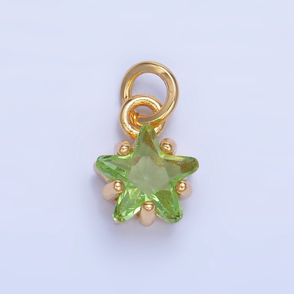 24K Gold Filled 8.5mm Celestial Star CZ Birthstone Mini Charm in Gold &amp; Silver | W028 - W039