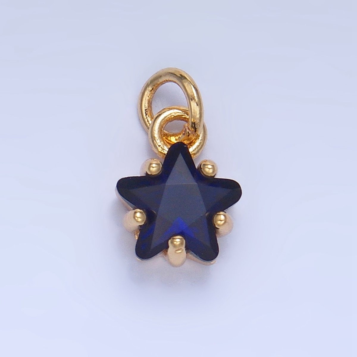 24K Gold Filled 8.5mm Celestial Star CZ Birthstone Mini Charm in Gold &amp; Silver | W028 - W039