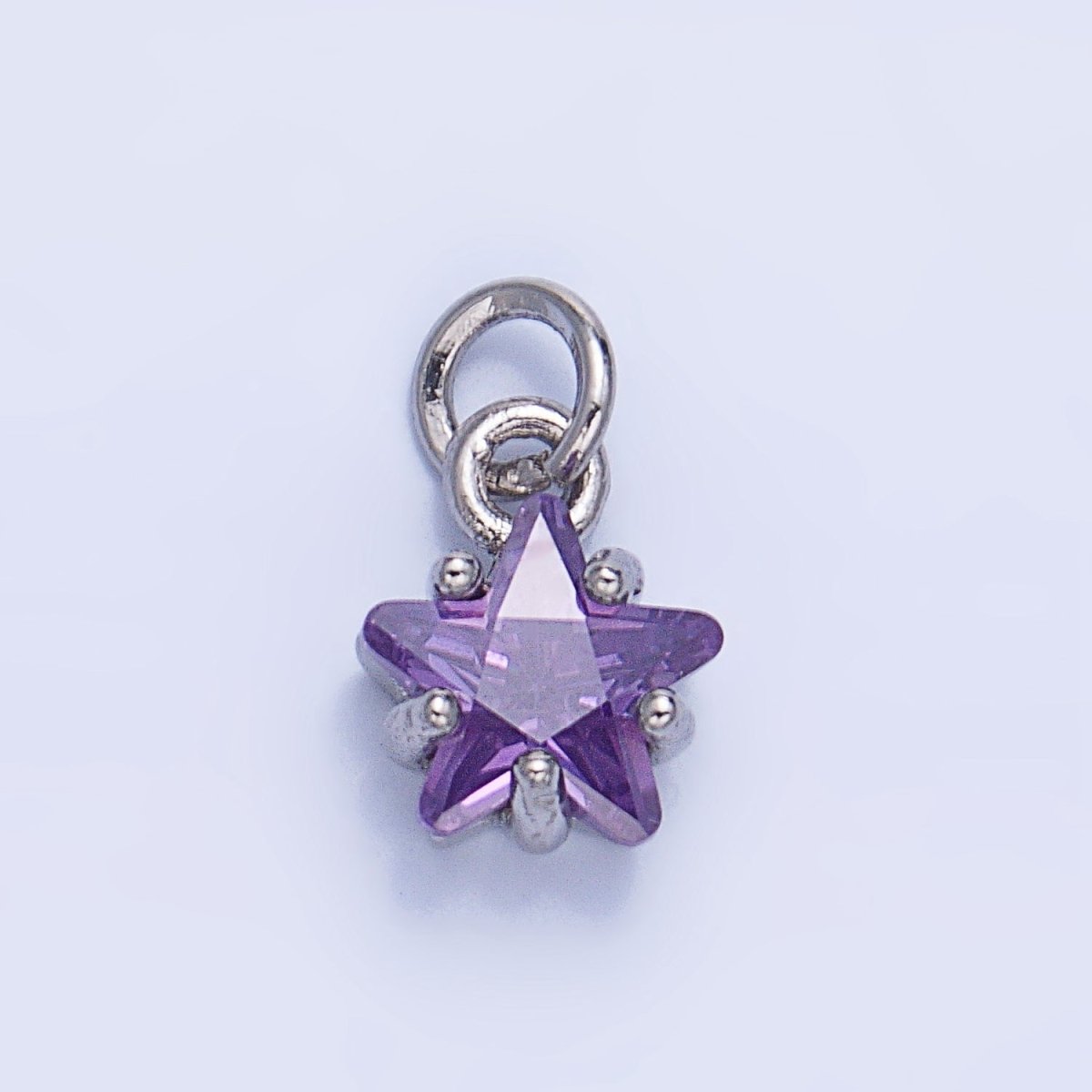 24K Gold Filled 8.5mm Celestial Star CZ Birthstone Mini Charm in Gold &amp; Silver | W028 - W039