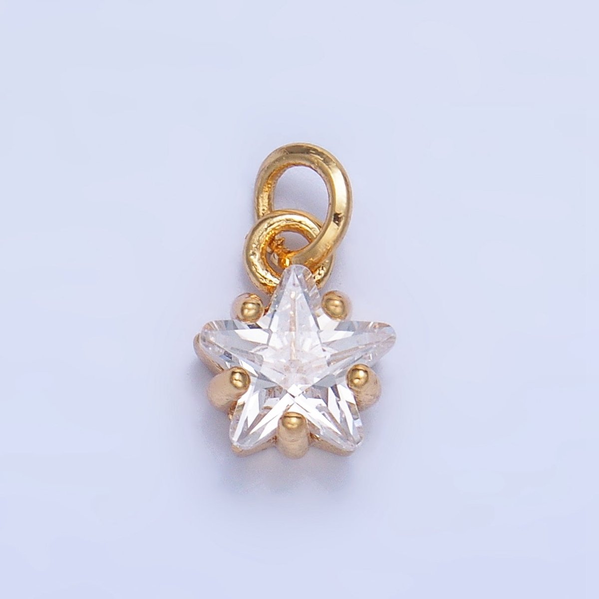 24K Gold Filled 8.5mm Celestial Star CZ Birthstone Mini Charm in Gold &amp; Silver | W028 - W039