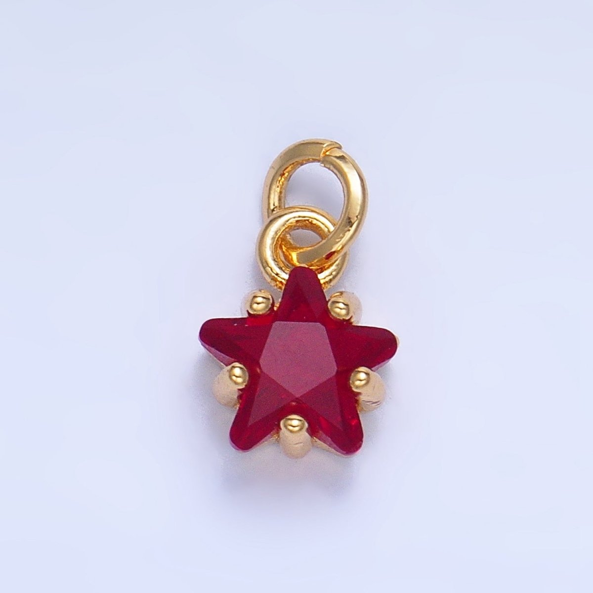 24K Gold Filled 8.5mm Celestial Star CZ Birthstone Mini Charm in Gold &amp; Silver | W028 - W039