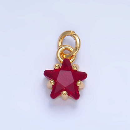 24K Gold Filled 8.5mm Celestial Star CZ Birthstone Mini Charm in Gold &amp; Silver | W028 - W039