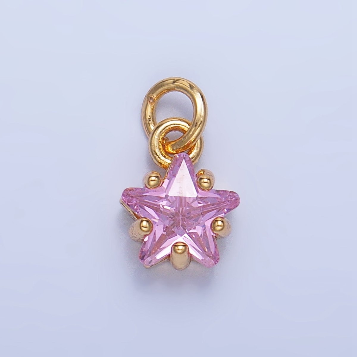 24K Gold Filled 8.5mm Celestial Star CZ Birthstone Mini Charm in Gold &amp; Silver | W028 - W039