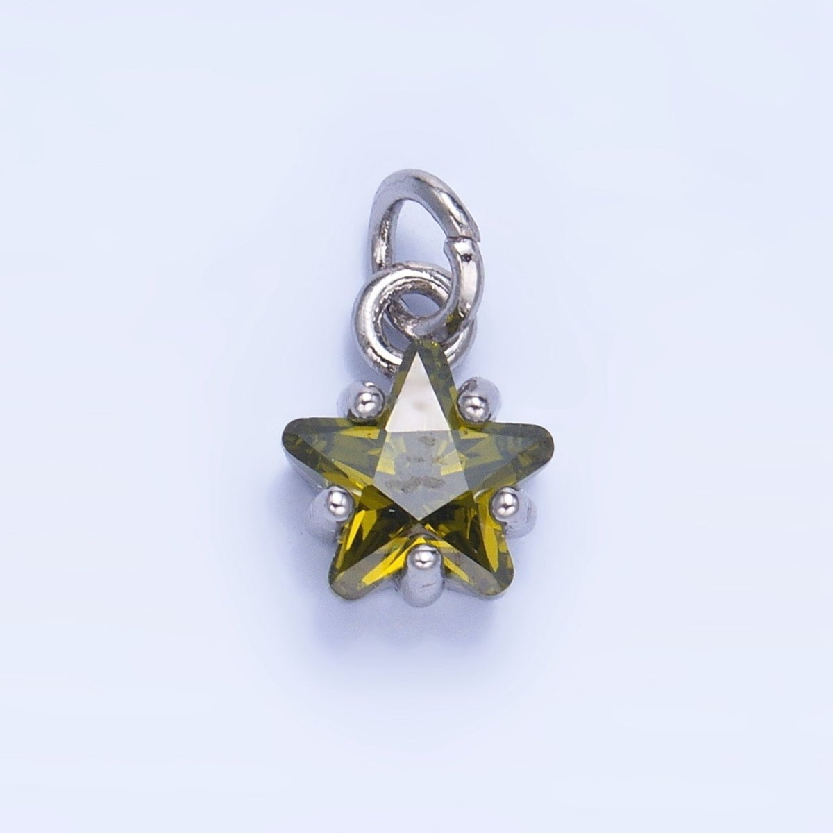24K Gold Filled 8.5mm Celestial Star CZ Birthstone Mini Charm in Gold &amp; Silver | W028 - W039