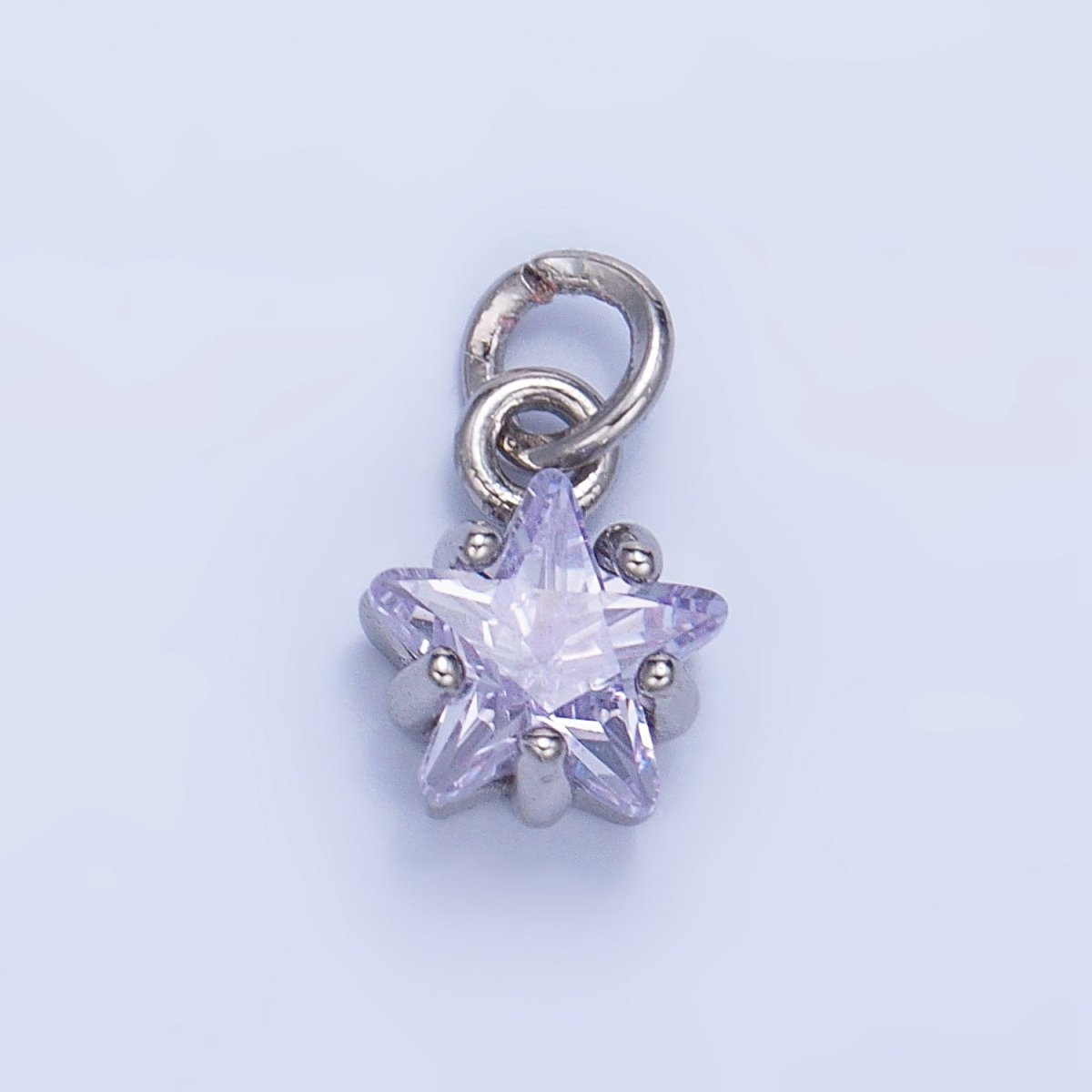 24K Gold Filled 8.5mm Celestial Star CZ Birthstone Mini Charm in Gold &amp; Silver | W028 - W039