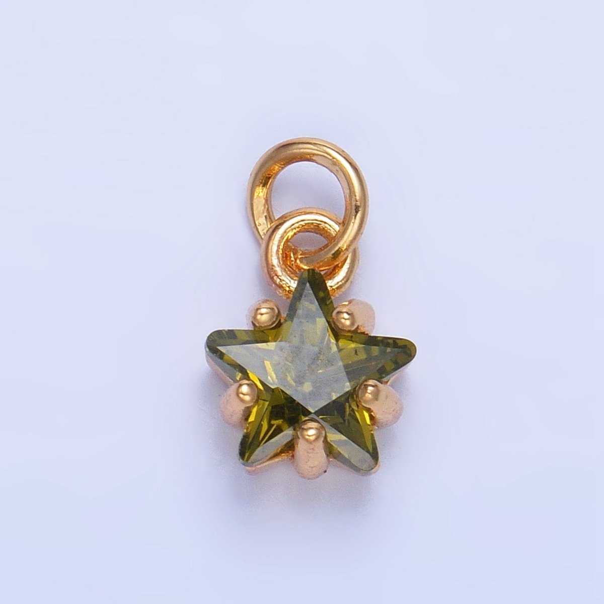 24K Gold Filled 8.5mm Celestial Star CZ Birthstone Mini Charm in Gold &amp; Silver | W028 - W039