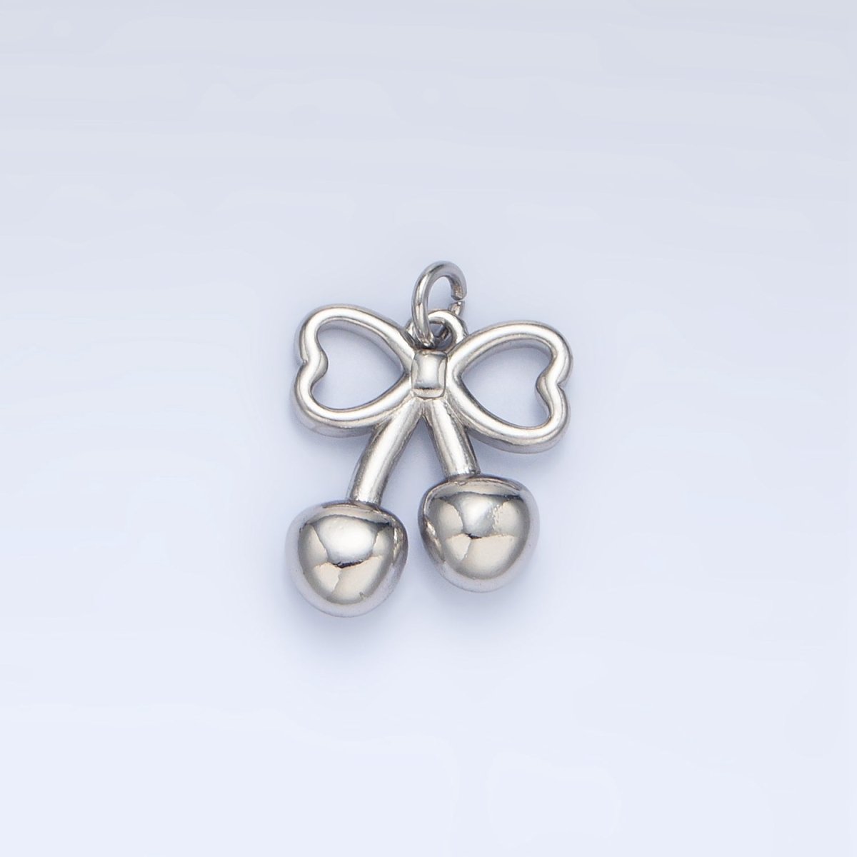 24K Gold Filled Mini Cherry Bow Ribbon Multidimensional Charm in Gold &amp; Silver | N1345