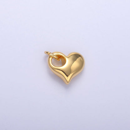 24K Gold Filled Mini Chubby Heart Minimalist Charm in Gold &amp; Silver | N003