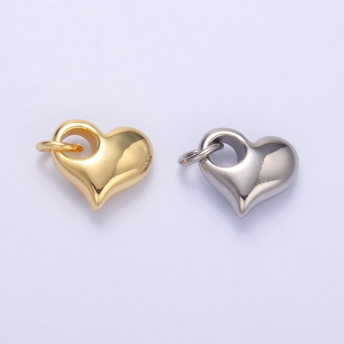 24K Gold Filled Mini Chubby Heart Minimalist Charm in Gold &amp; Silver | N003