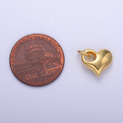 24K Gold Filled Mini Chubby Heart Minimalist Charm in Gold &amp; Silver | N003