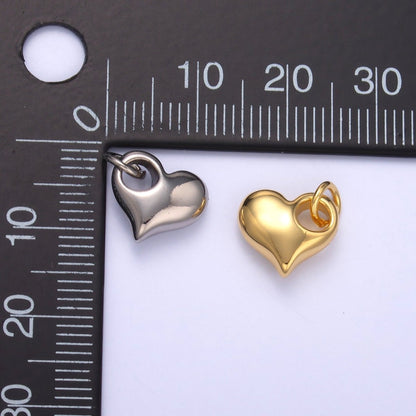 24K Gold Filled Mini Chubby Heart Minimalist Charm in Gold &amp; Silver | N003